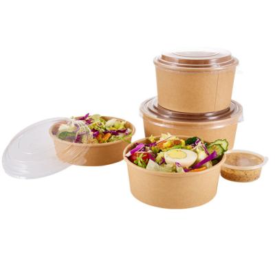 China Recyclable 500ml 750ml 1000ml 1200ml Printed Disposable Kraft Paper Bowl Take Out Soup Bowl With Lid (Customized Acceptable) for sale