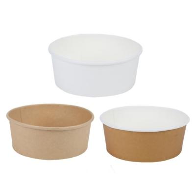 China Greaseproof Kraft Paper Bowl Thickened Disposable Bowl Salad Paper Lunch Box Packed Round Soup Takeout Bucket for sale