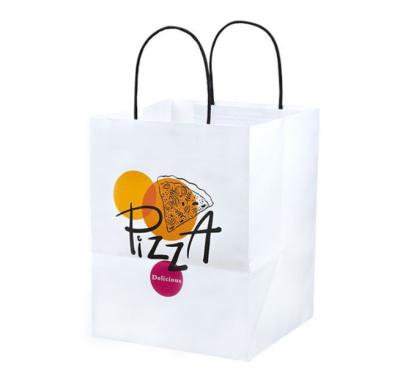 China Recycled Materials Food Kraft Paper Bags With Handle White Paper Bag With Printed for sale