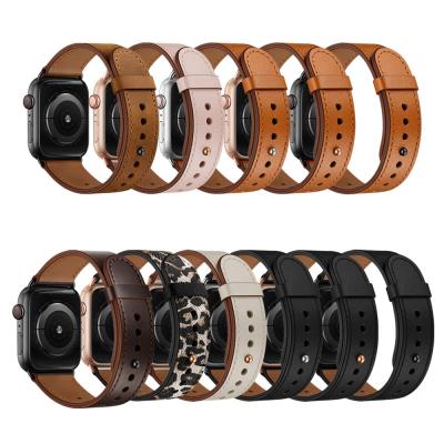 China Pure Cowhide Apple Leather Watch Band 38mm/40mm/42mm/44mm for sale