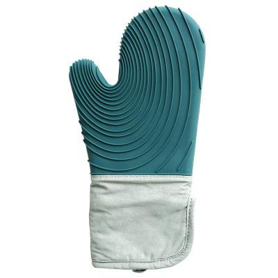 China Fashion Stain Cleaning Kitchen Baking BBQ Heat Resistant Oven Mitts Set Silicon Microwave Oven Cotton Silicone Gloves for sale