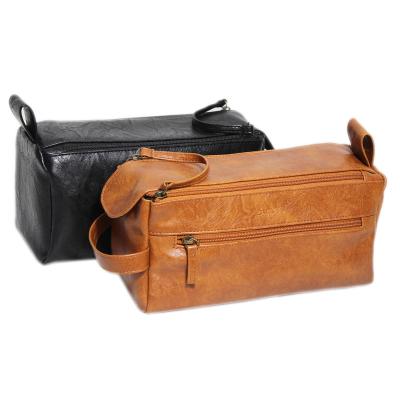 China Fashion Hospital Business Black Luxurious PU Leather Shave Kit Organizer Makeup Toiletry Bag For Women Men for sale