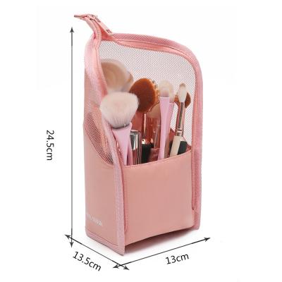 China Lady Oem For Leather Large Square Loose Khaki Funny Makeup Cosmetic Brush Storage Holder for sale