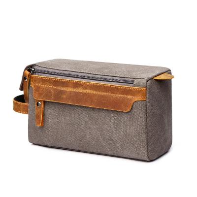 China Vintage Large Travel Waterproof Wash Shaving Kit Bags For Men Unisex Canvas Toiletry Bag Custom for sale