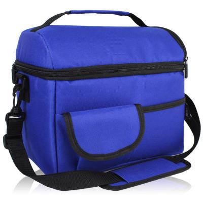 China Blue Office School Insulated 2 Compartment Thermal Bag Insulated Lunch Box Cooler Bag For Women Adult for sale