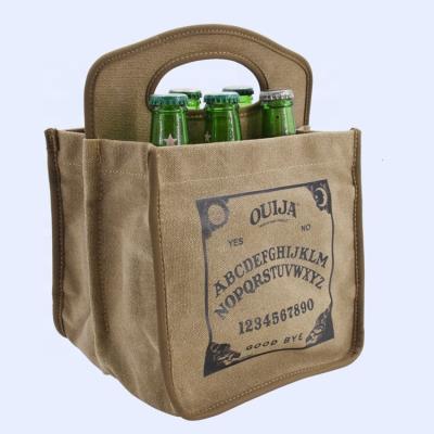 China Durable Insulated Carry Box Canvas Frozen 6 Wine Can Bottle Beer Cooler Insulated Bag for sale