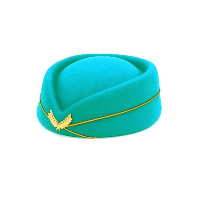 China Comfortable luxury air hostess hat high quality soft 100% wool material female stewsrdess hats for sale