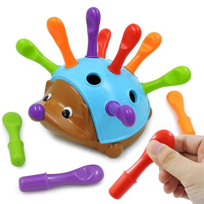 China Eco-friendly Material Creative Early Amazon Montessori Education Enlightenment Training Assbleming Insert Hedgehog Baby Board Game Toy for sale