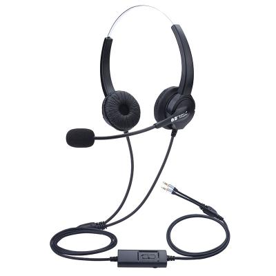 China Dh630d Call Center Dual Ears 3.5mm Double Plug In Computer Headset Operator Adjust Volume Mute DH630D for sale