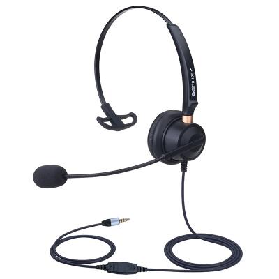 China Dh95qd Call Center Operator Single 3.5mm Jack Mobile Phone Computer Wired Headset Economic New Protein Leather Case DH95 for sale