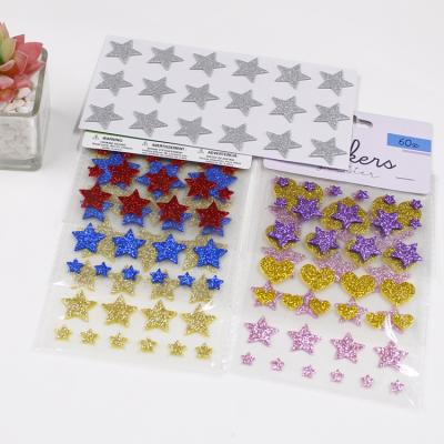 China Custom Decorative Sticker Foam Stickers Cover Decorative 3D Glitter EVA Star Shaped Printed Stickers for sale