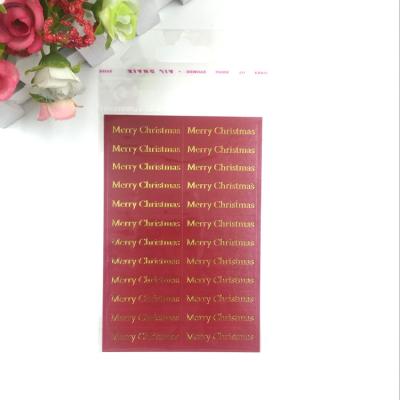 China Decorative Sticker Merry Christmas Gold Foil Stickers Coated Paper Sticker Hot Selling for sale