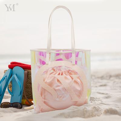 China Other Large PVC Bag Tote Bags Women Candy Jelly Beach Clear Canvas Large Summer Cosmetic Transparent Makeup Bag for sale