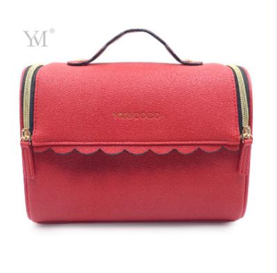 China Fashion Customized Large Multifunctional Waterproof Makeup Bag Luxury Red Cosmetic Bag With Handle for sale