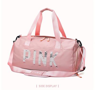 China Customized Sport Bags Wholesale New Customized Fashion Pink Duffel Bag Fitness Bag Leisure Sports Bag Weekend Bag for sale