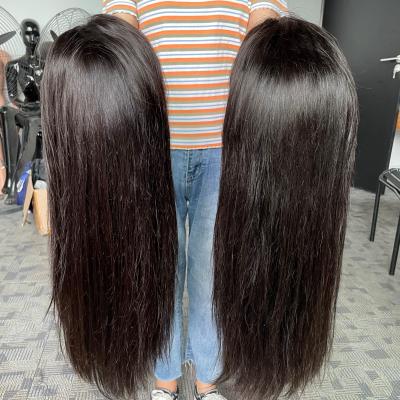 China Could be flat iron and change design hot sale 4x4 wig straight closure wig free shipping natural black hair for black women for sale