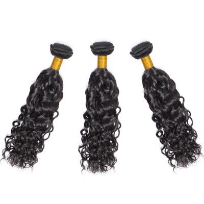 China Wholesale Unprocessed 100% Indian Human Hair Water Wave Hair Bundles With Lace Closure for sale