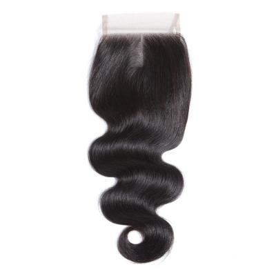 China 100% Body Wave Unprocessed Human Hair Lace Frontal 4x4 Middle Closure/Free Natural Hairline 100%/Three Part Non-Remy Swiss Lace for sale