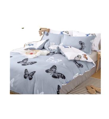 China Breathable Modern Cheap King Size 100% Polyester Print Butterfly Bed Sheets Bedding Set for sale