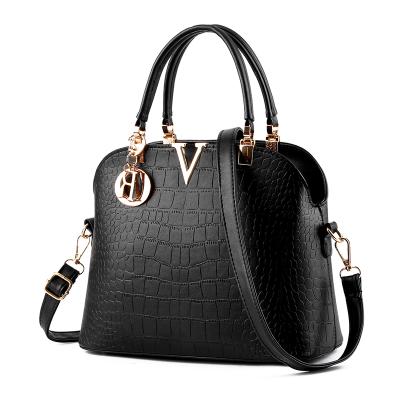 China Eco-friendly 100% high quality embossed leathers customize big logo tote handbags for sale