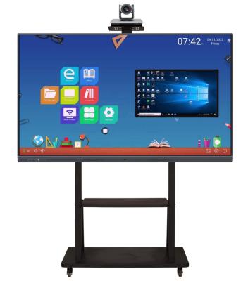 China Anti-Fingerprint 65 Inch Multi Touch Interactive Flat Panels All In One PC Android Conference Hub With OPS Computer For Zoom Meeting for sale