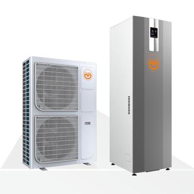 China 20kw 22kw outdoor heating cooling hot water system mini split inverter heat pump all in one heat pump with 200L water tank for sale