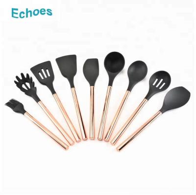 China Sustainable Best Quality Copper Handle Silicone Kitchen Utensils Cooking Tools for sale