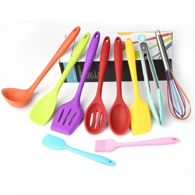 China Sustainable Eco Friendly Kitchen Cooking Tool 10 Pcs Silicone Cooking Utensils Set for sale