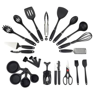 China Sustainable Heat Resistance Cooking Tools Durable Anti Slip Nylon 24 Piece Kitchen Utensils Sets for sale