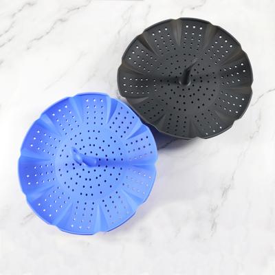 China Sustainable Food Grade Kitchen Cooking Tool High Temperature Resistant Silicone Steamer Steamer Basket for sale