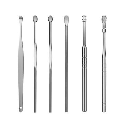 China Stainless Steel Earpick 6 Pieces Set Spiral Earpick Earpick Tool Picker Ear Remover F826 for sale