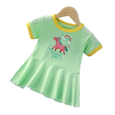 China New Style Solid Girl Anti-wrinkle Toddler Baby Dress Summer Cotton Summer Casual Dress for sale