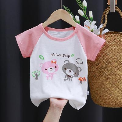 China Breathable Solid Color Kids Custom Printing Unisex Top Clothes Cotton Girls Comfortable Boys Short Sleeve T-shirt for sale