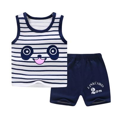 China Summer Casual Wholesale Boys Sleeveless Clothing Sets Printed Style Short Sleeve Kids Clothing Set for sale