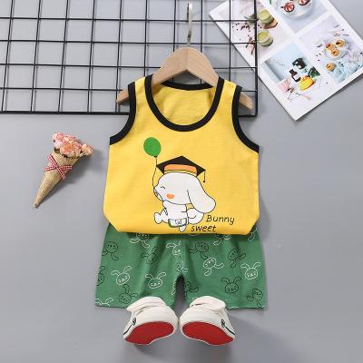 China 2 Piece Casual Set Children Girls Boys Sleeveless T-shirt Suit Short Pants Sets For Kids With Wholesale Price for sale