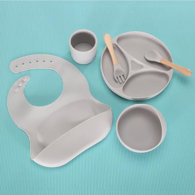 China New Fashion Food Grade Washable Bpa Free Toddler Silicone Baby Plates Feeding Set for sale