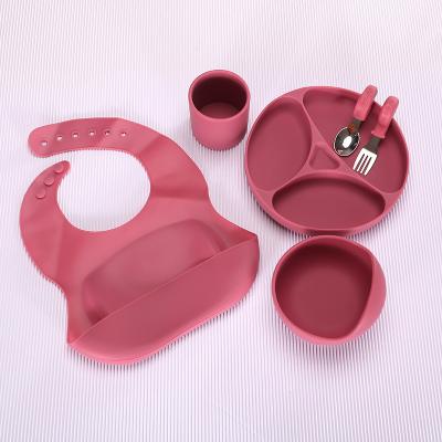 China BPA Logo Baby Silicone Feeding Set Custom Free Kids Divider Spoon Silicon Dish Feeding Set for sale