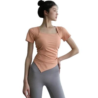 China Custom Short Sleeve T-shirt Running Anti-Wrinkle Sports Top Women's Gym Fitness Girls T-shirts Yoga Tops Plain Short Sleeve T-Shirt for sale