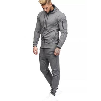 China Custom Breathable High Quality Stylish White Zipper Sportswear Simple Jogging Hooded Tracksuits For Men With Hooded for sale