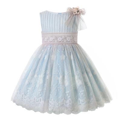 China Wholesale Washable Pettigirl 2022 New Spring Dresses For Kids Girls Blue Lace Party Vacation Dresses 2 -12Y Clothes for sale