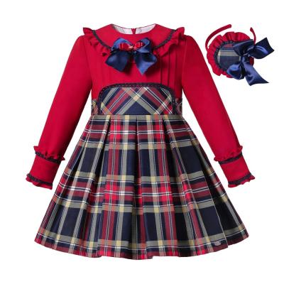 China Pettigirl Breathable High Quality Spring Dresses 2021 Spring Long Kids Dress Long Sleeve Plaid Dress Children for sale