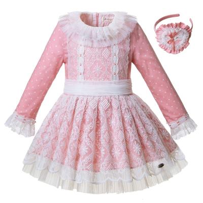 China Sustainable OEM Pettigirl Pink Dress For Kids Flower Dress With Headband Kids Dress Up Clothes for sale