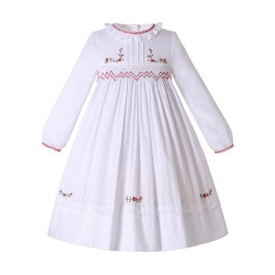 China Wholesale Breathable Elegant New Christmas Holiday Pettigirl Smocked Party White Handmade Wedding Dresses Kids For Babies Clothes for sale