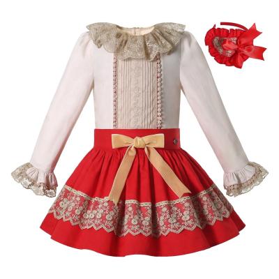 China New Chritsmas 2021 Wholesale Sweet Autumn Toddler Girls Outfits Clothing 2 Pieces Long Sheath T-shirt and Skirt Sets Age 345681012Yrs for sale