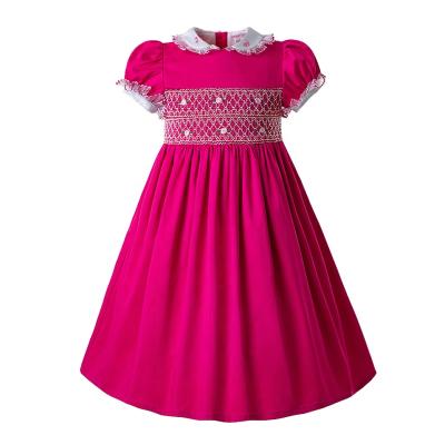 China OEM Pettigirl Hot Pink Baby Smocked Dress Viable Bishop Dress for sale