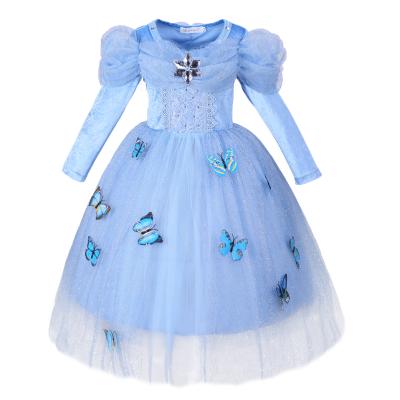 China Blue Spandex Pettigirl Butterfly Princess Aurora Maxi Dress for sale