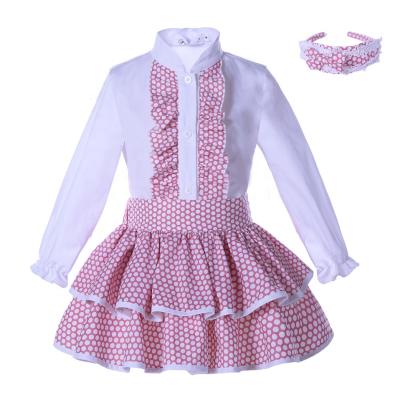 China OEM Viable Spanish Baby Pettigirl Wear Pink Two Piece Girls Ceremony Floral Dress for sale