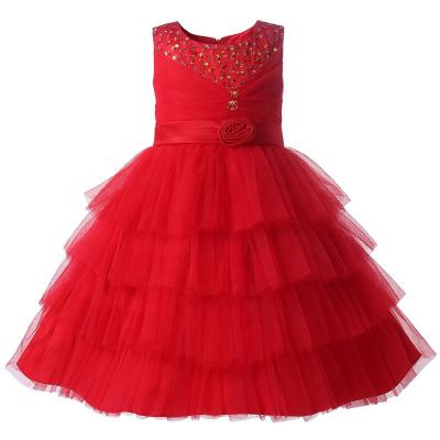 China Fashionable PETTIGIRL Girl Dress Breathable Red Vintage Girl Dress Summer Girl Dress For Girls 10 To 12 Years Old for sale