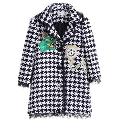 China OEM Pettigirl Plaid Long Turn-Down Girls Anti-Shrink Collars Full Sleeve Winter Formal Coat for sale