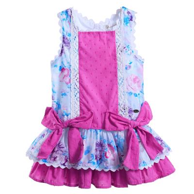 China 2022 Simple Viable OEM Pettigirl Dress The Latest Designs Fashion Patchwork Girls Lace Up Dress Wholesale for sale